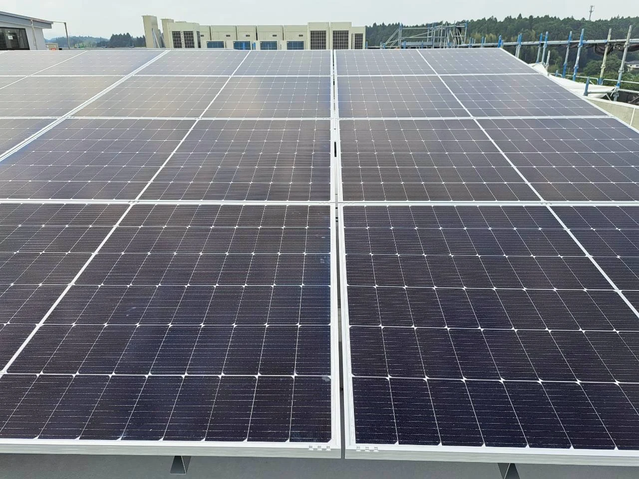 屋根への太陽光設備取り付け:屋根に並ぶ発電設備